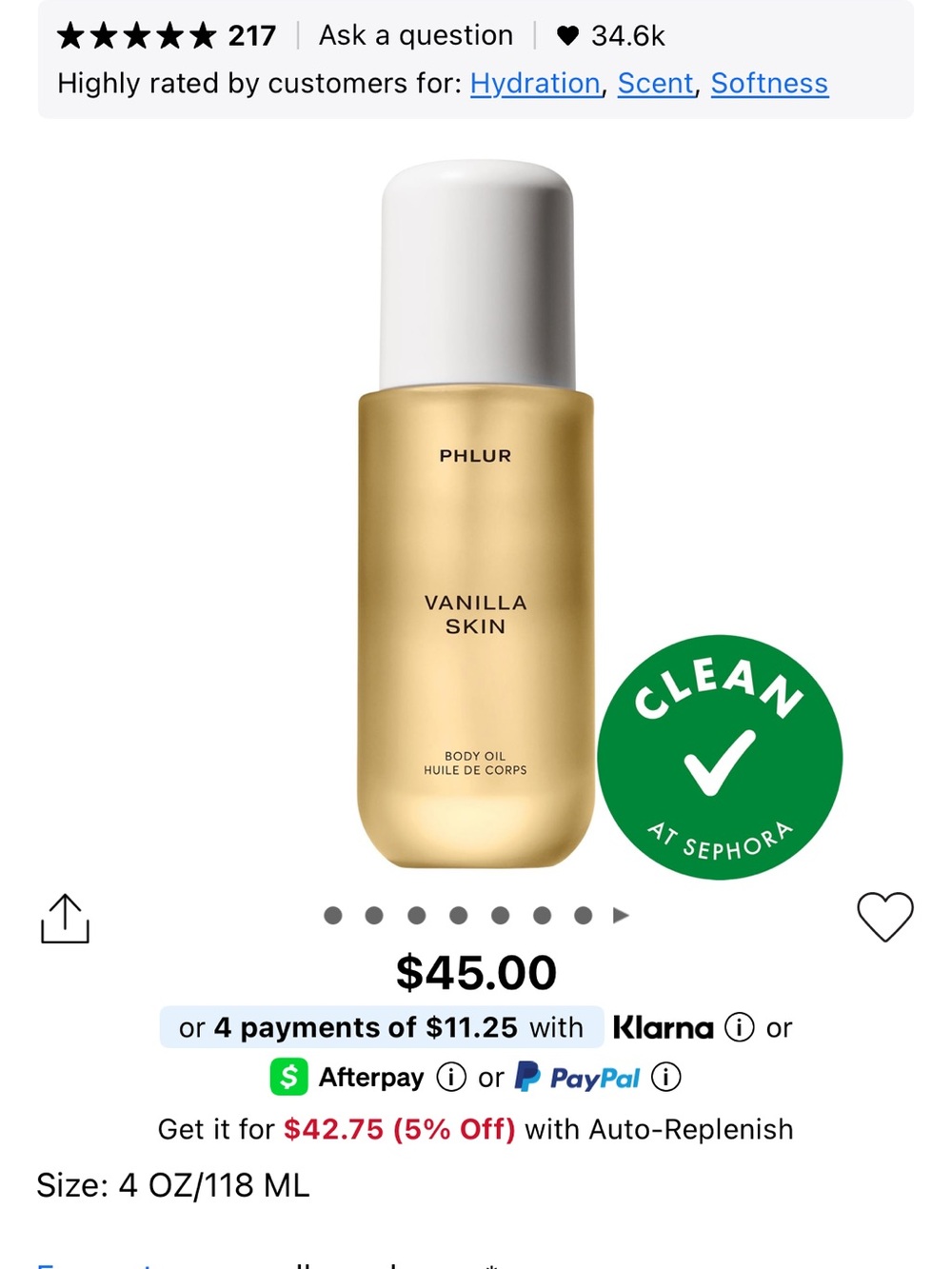 NEW Phlur Vanilla Skin Body Oil
